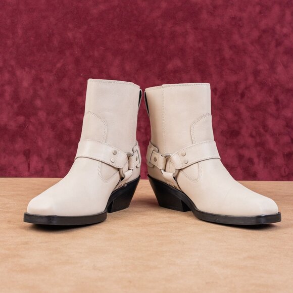 LABUCQ Women Waymore Ivory Leather Moto Biker Harness Boots sz 5US EUR35 - Picture 2 of 8